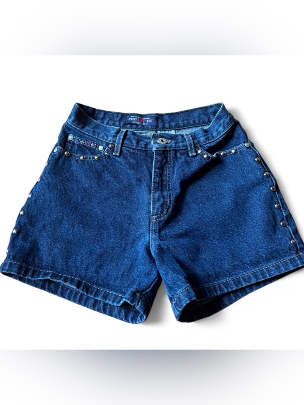 Vintage C’est Toi Studded Dark Wash Denim Shorts Size 3